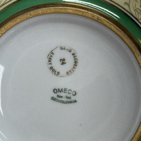 Antique OMECO New York Czechoslovakia 24K Gold Bowl w Painted Courting Couple - Picture 7 of 9